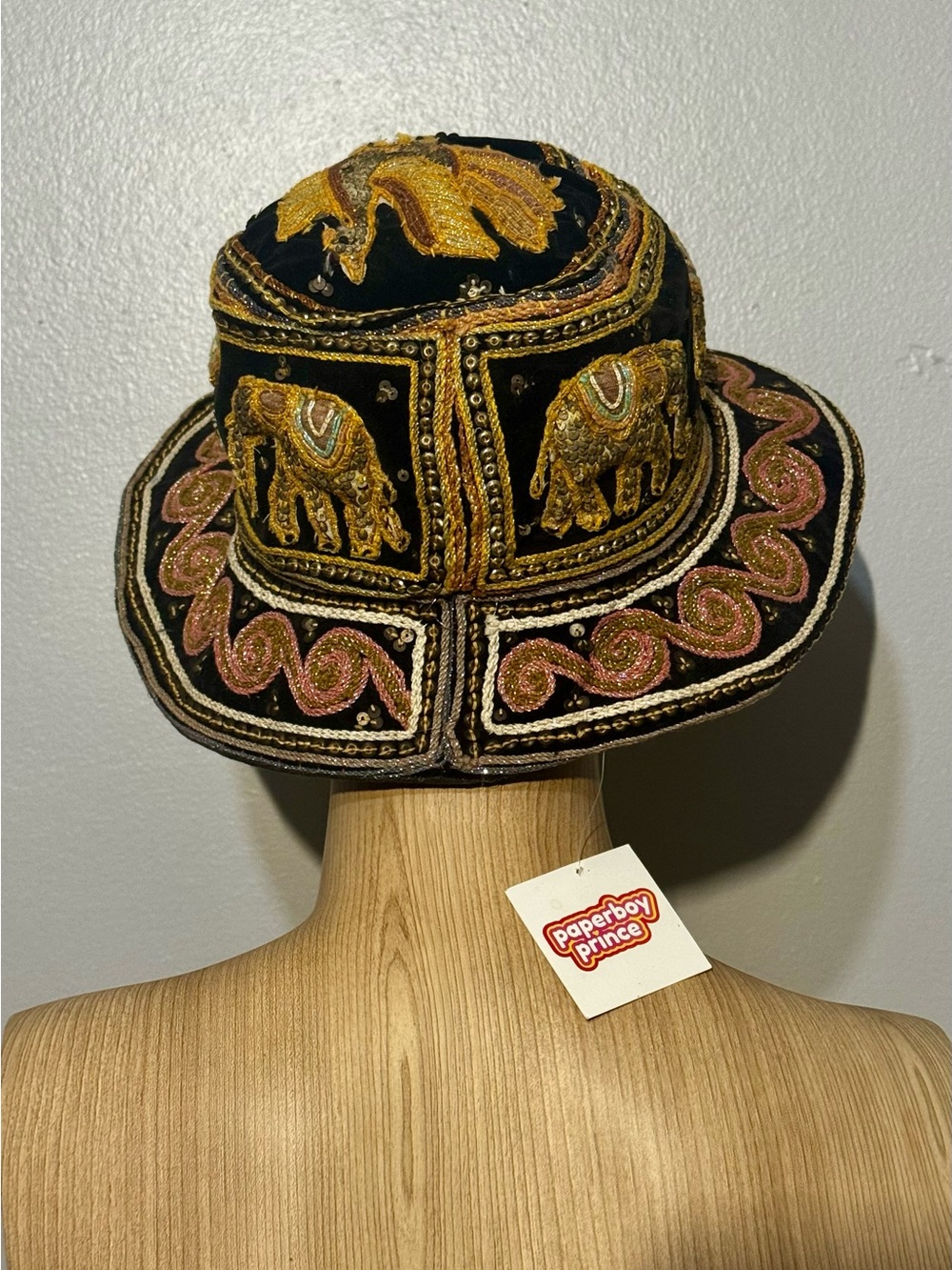 Boho Elephant Embellished Bucket Hat made in Thailand with handmade detailing